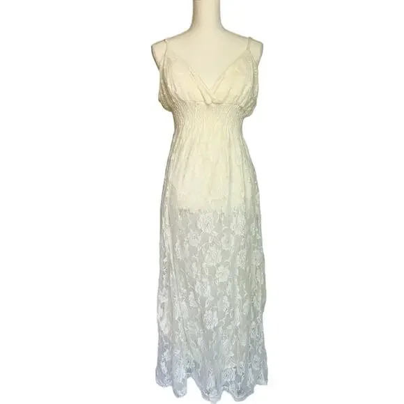She's Cool Dresses | She's Cool Boho Cream Floral Lace Sheer A Line Maxi Dress Size Women's Xl | Color: Cream/White | Size: Xl | Tayscloset15's Closet She's Cool Dresses | She's Cool Boho Cream Floral Lace Sheer A Line Maxi Dress Size Women's Xl | Color: Cream/White | Size: Xl | Tayscloset15's Closet